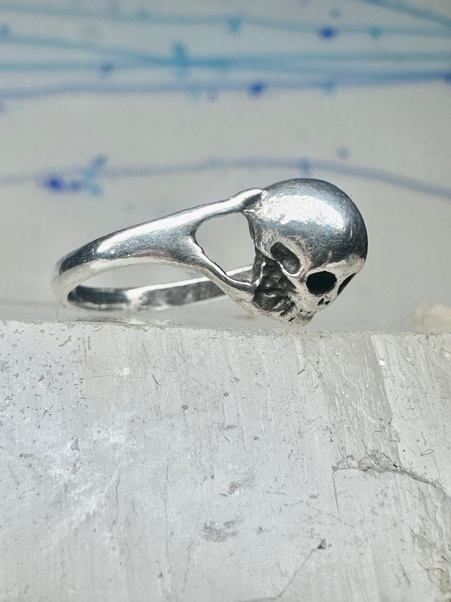 Skull ring biker band size 5 pinky sterling silver women girls