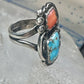 Navajo ring Turquoise Coral size 7 sterling silver women