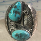 Navajo ring Turquoise band Floral leaves size 10.50 sterling silver women men