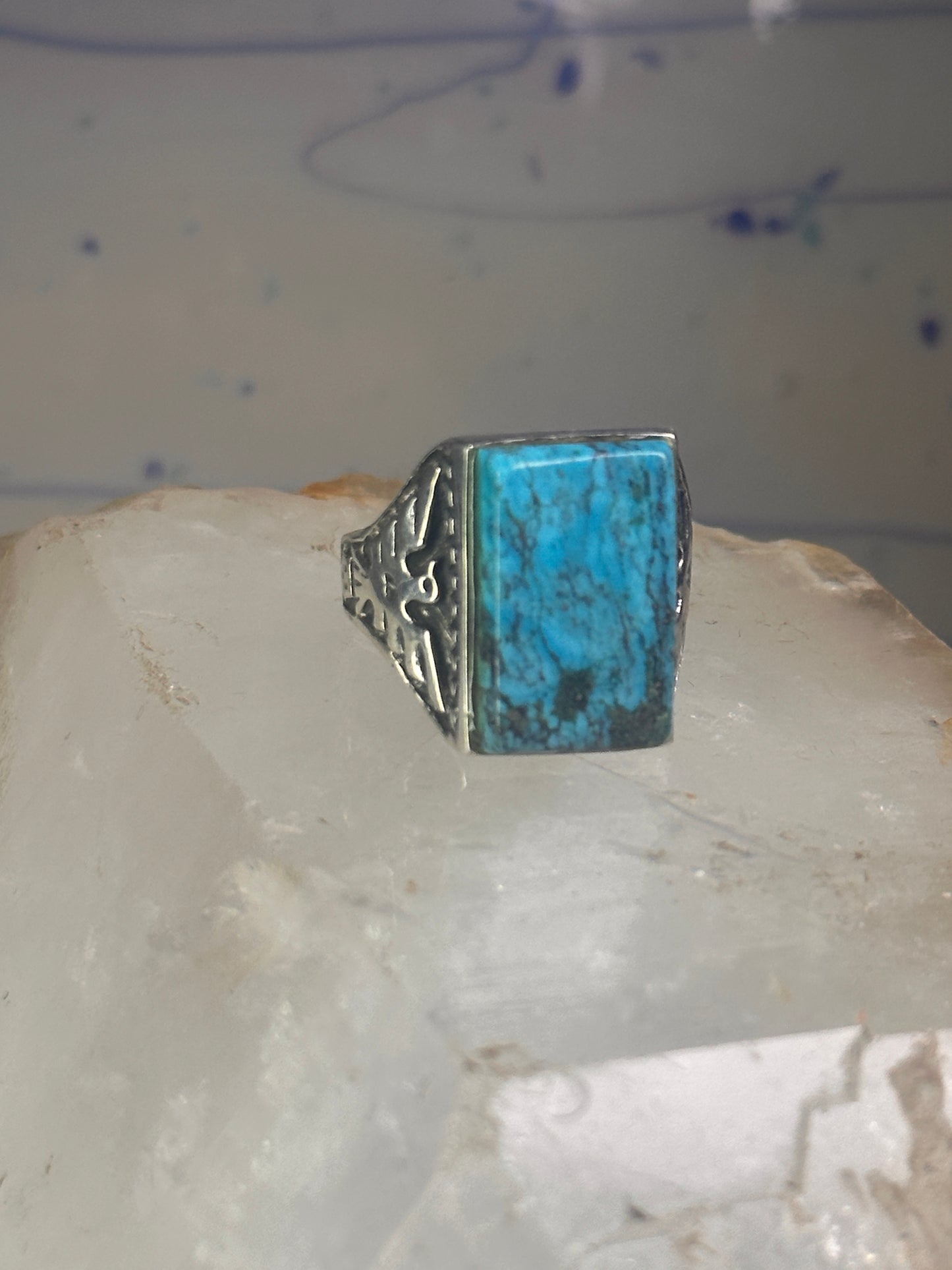 Navajo Phoenix ring Mudman Turquoise size 11 sterling silver women men