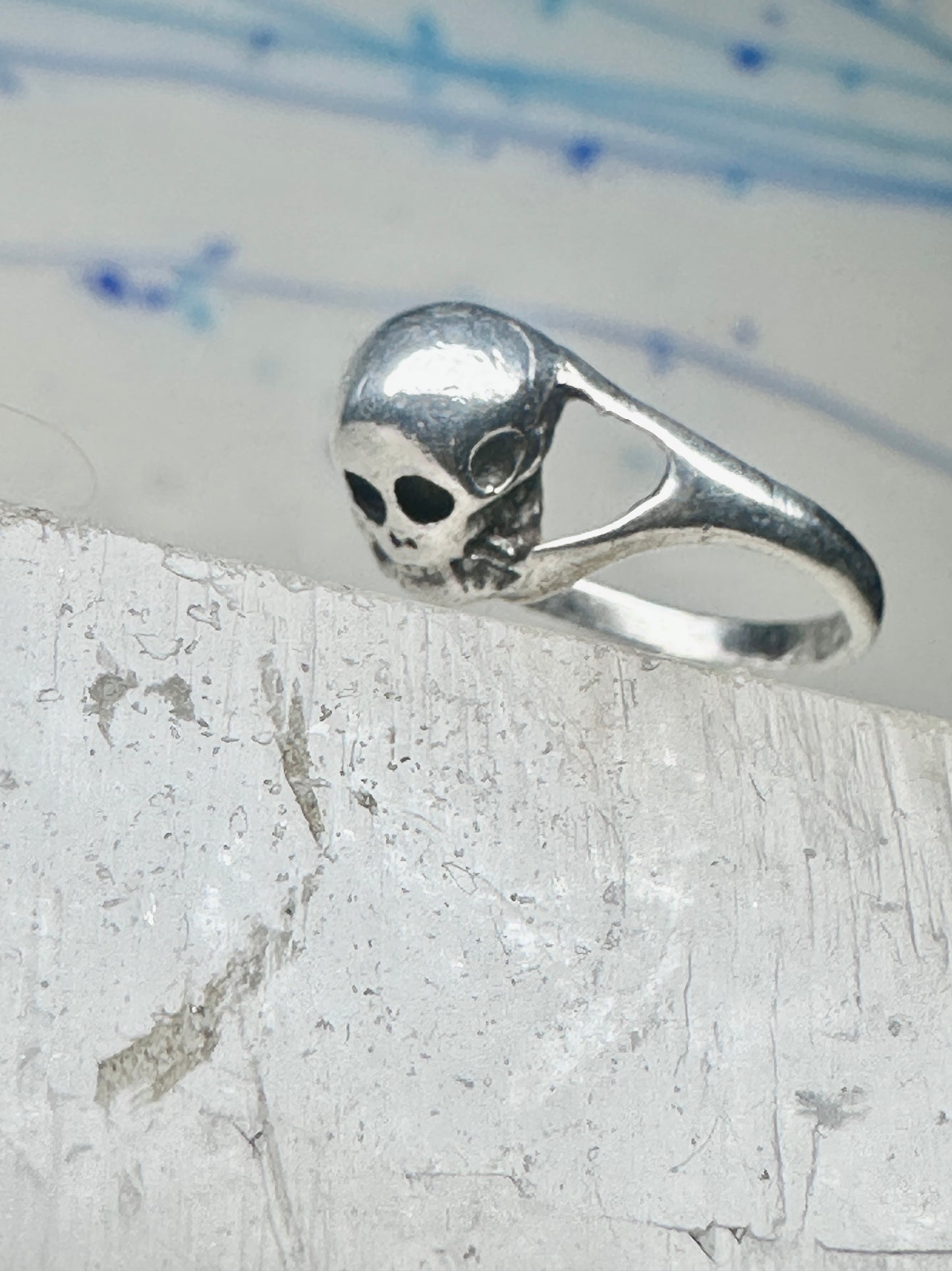 Skull ring biker band size 5 pinky sterling silver women girls
