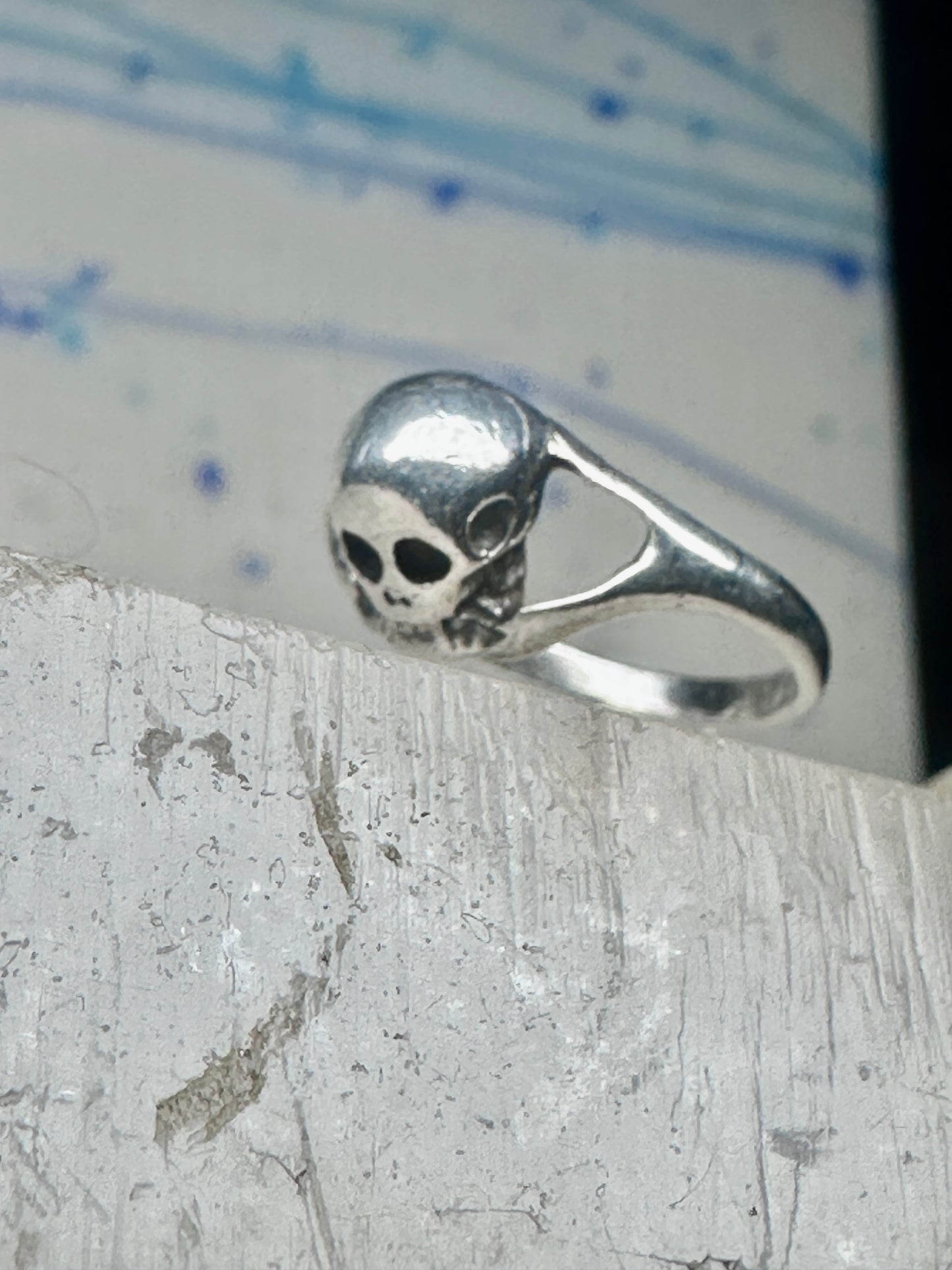 Skull ring biker band size 5 pinky sterling silver women girls