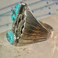 Navajo ring Turquoise band Floral leaves size 10.50 sterling silver women men