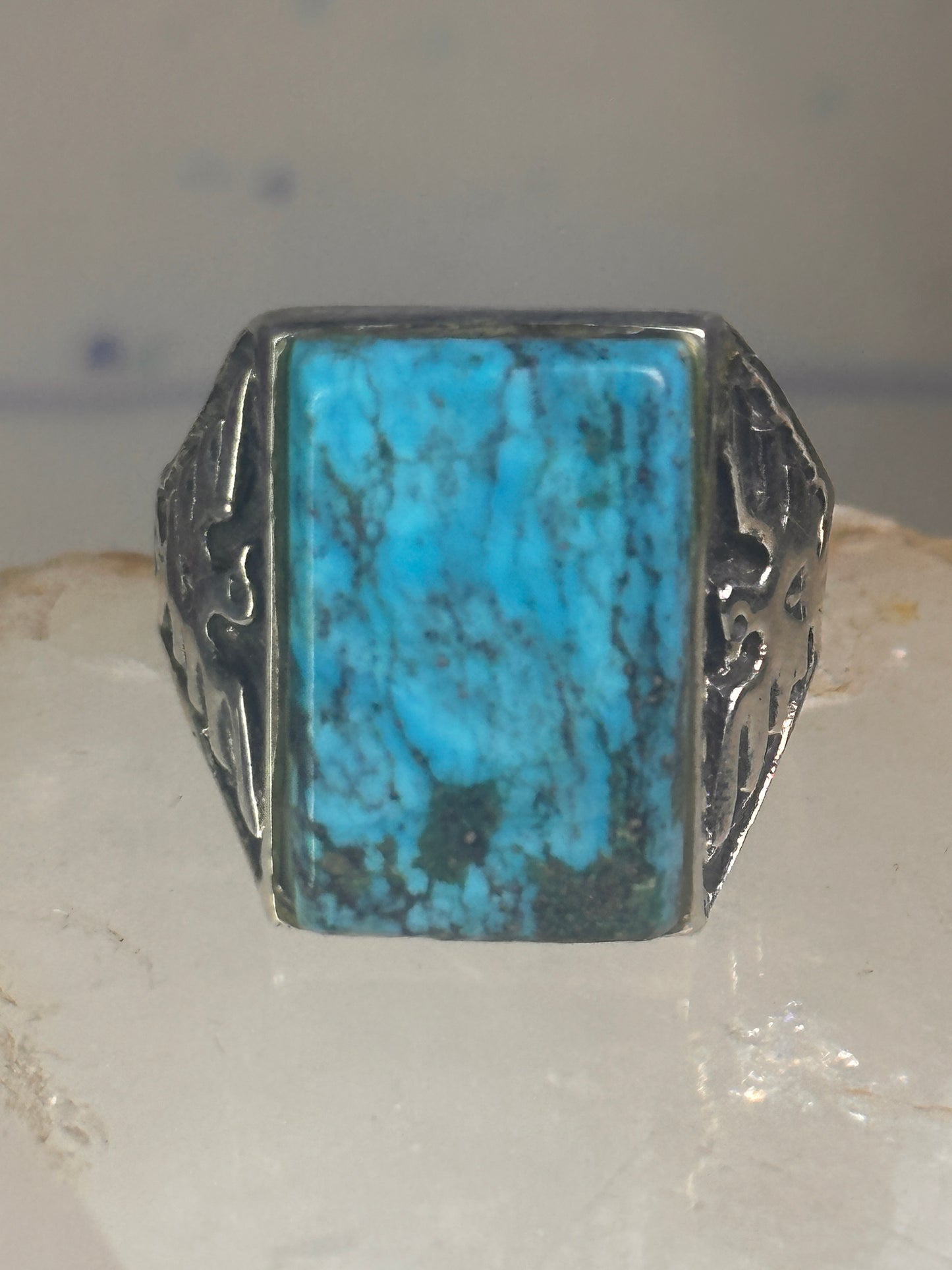 Navajo Phoenix ring Mudman Turquoise size 11 sterling silver women men