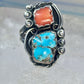 Navajo ring Turquoise Coral size 7 sterling silver women