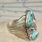 Navajo ring Turquoise band Floral leaves size 10.50 sterling silver women men