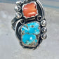 Navajo ring Turquoise Coral size 7 sterling silver women