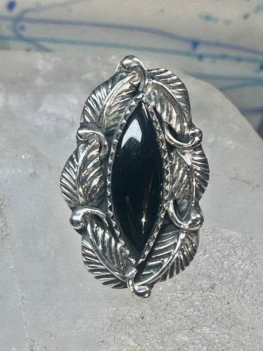 Navajo ring leaves onyx size 7 sterling silver women girls