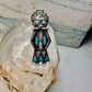 Large Kachina ring Navajo turquoise mother of pearl coral size 7 sterling silver women