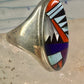 Zuni ring Turquoise spiny oyster opal onyx band size 9.50 sterling silver women men