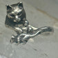 Cat ring chasing mouse band size 7 sterling silver women girls