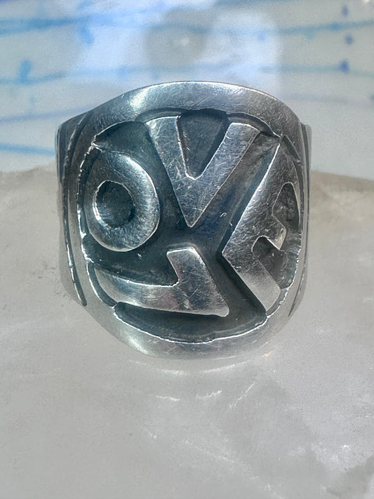 Love ring Peace band size 7.25 Valentine sterling silver women men