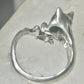 Cat ring chasing mouse band size 7 sterling silver women girls