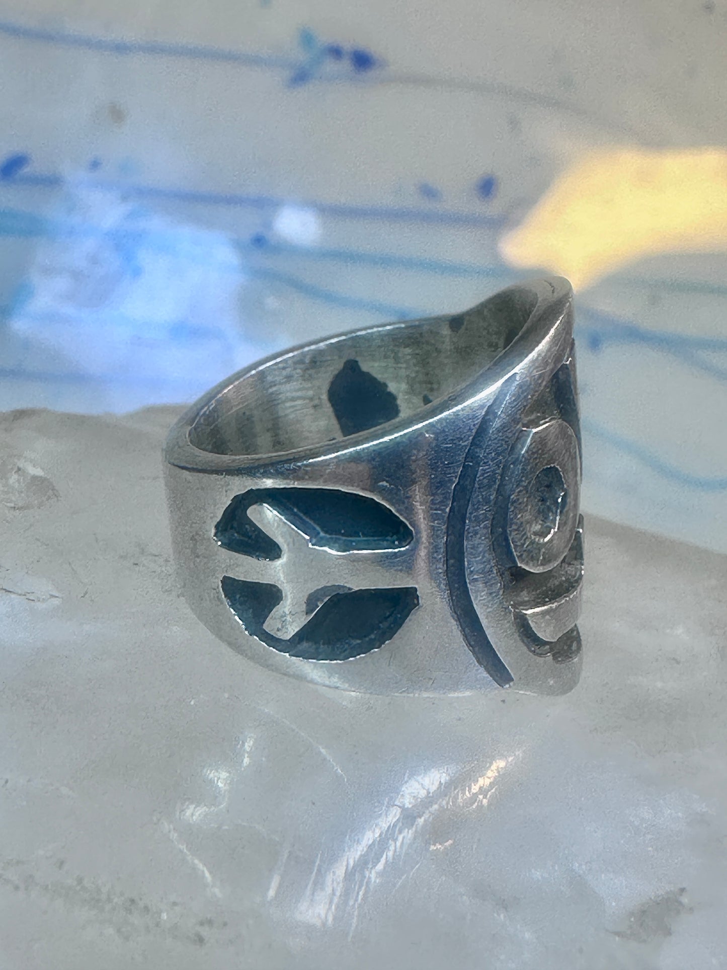 Love ring Peace band size 7.25 Valentine sterling silver women men