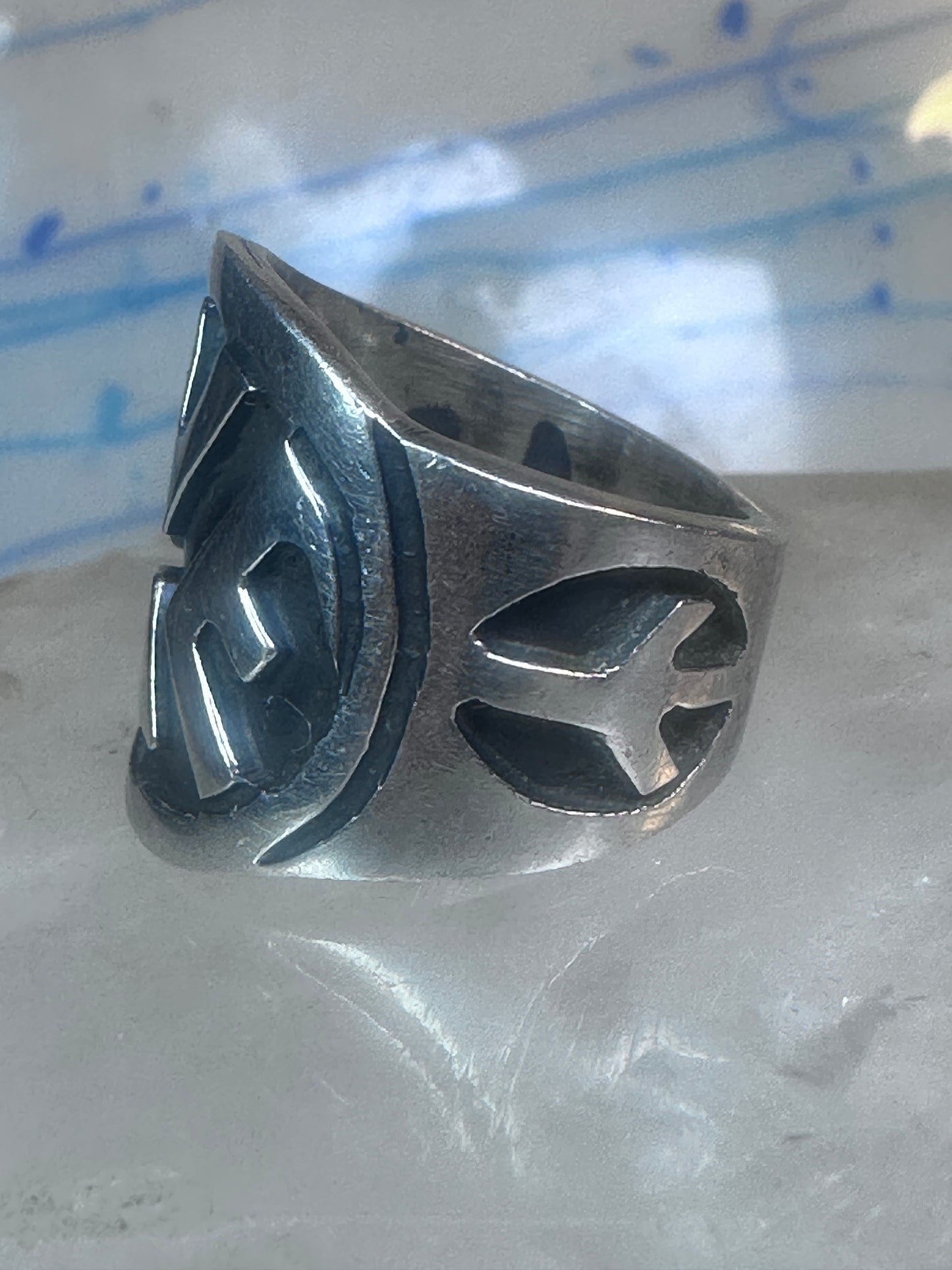 Love ring Peace band size 7.25 Valentine sterling silver women men