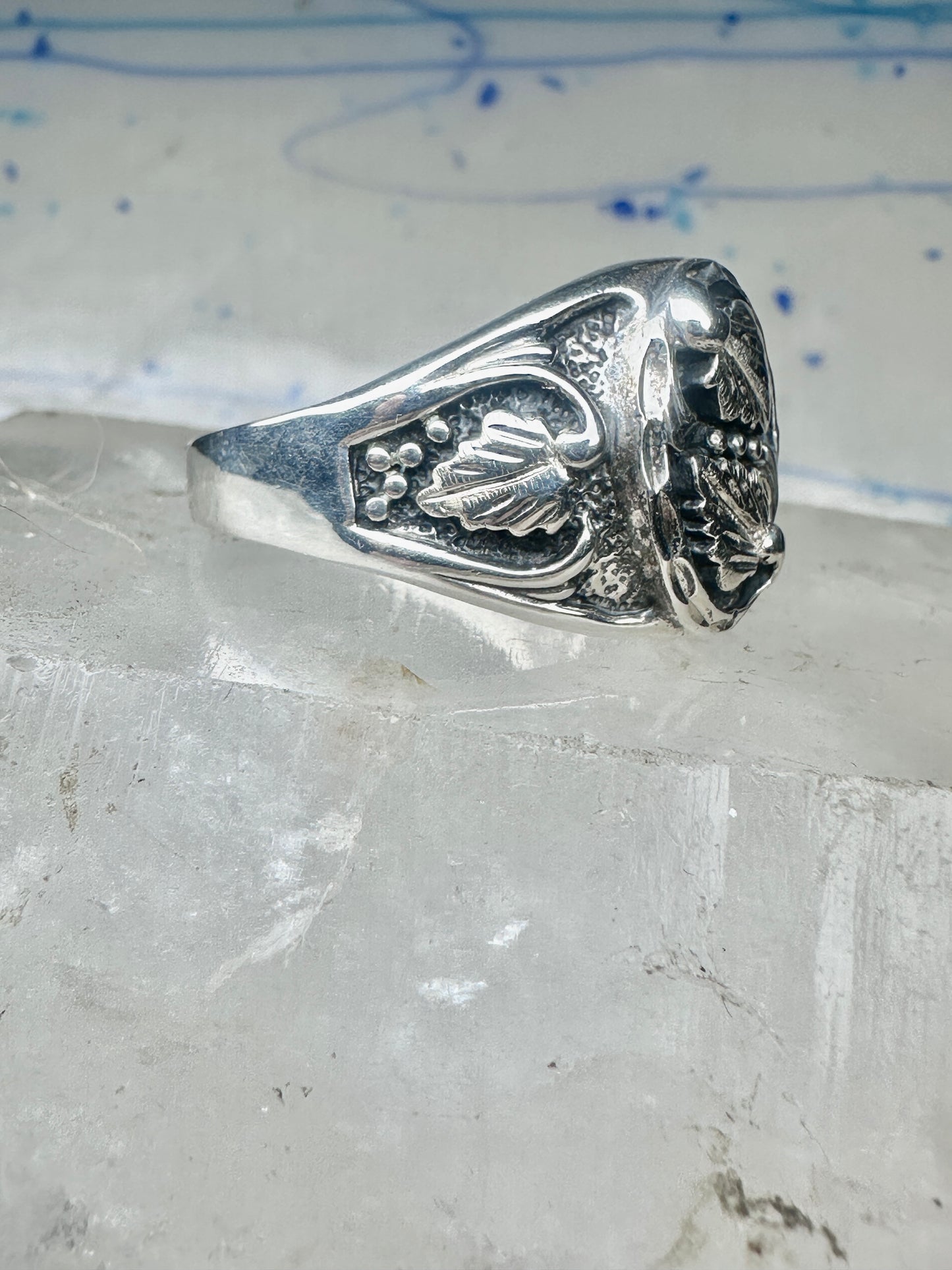 Huge Vintage Sterling Silver Black Hills Grape Vine Ring Size 17 Heavy 14.1g