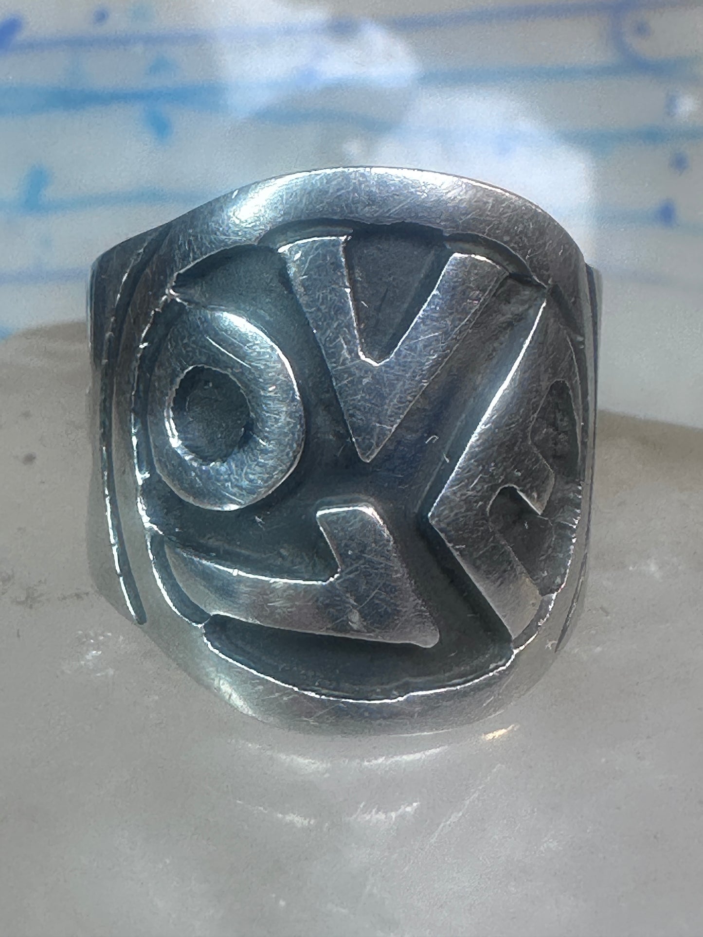 Love ring Peace band size 7.25 Valentine sterling silver women men