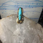 Long Turquoise ring Navajo tribal sterling silver gold filled size 7 women by Virginia C