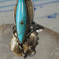 Long Turquoise ring Navajo tribal sterling silver gold filled size 7 women by Virginia C