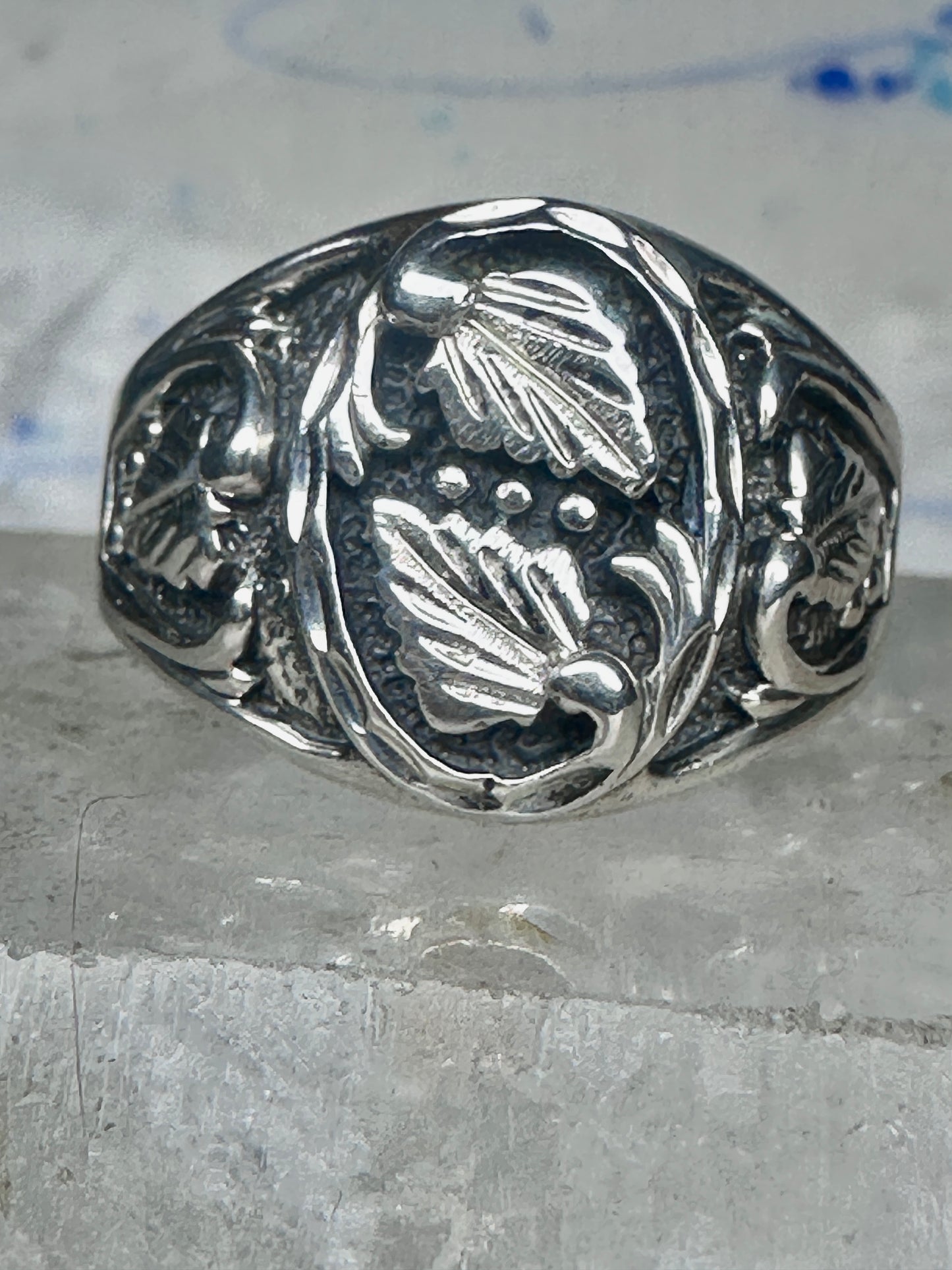 Huge Vintage Sterling Silver Black Hills Grape Vine Ring Size 17 Heavy 14.1g
