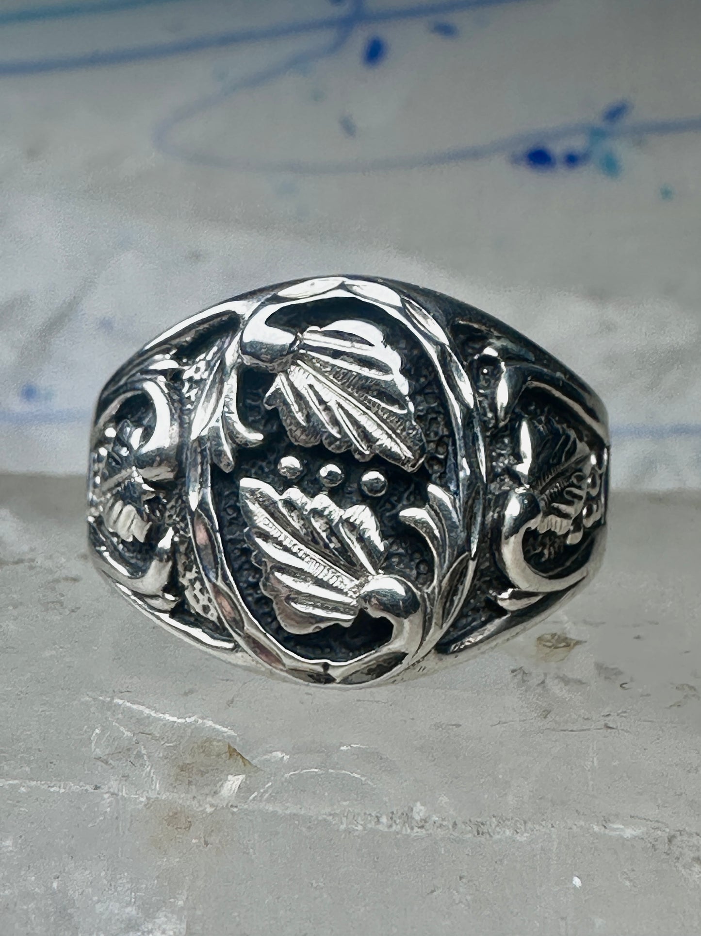 Huge Vintage Sterling Silver Black Hills Grape Vine Ring Size 17 Heavy 14.1g