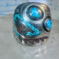Turquoise coral ring southwest band size 10.50 sterling silver women men