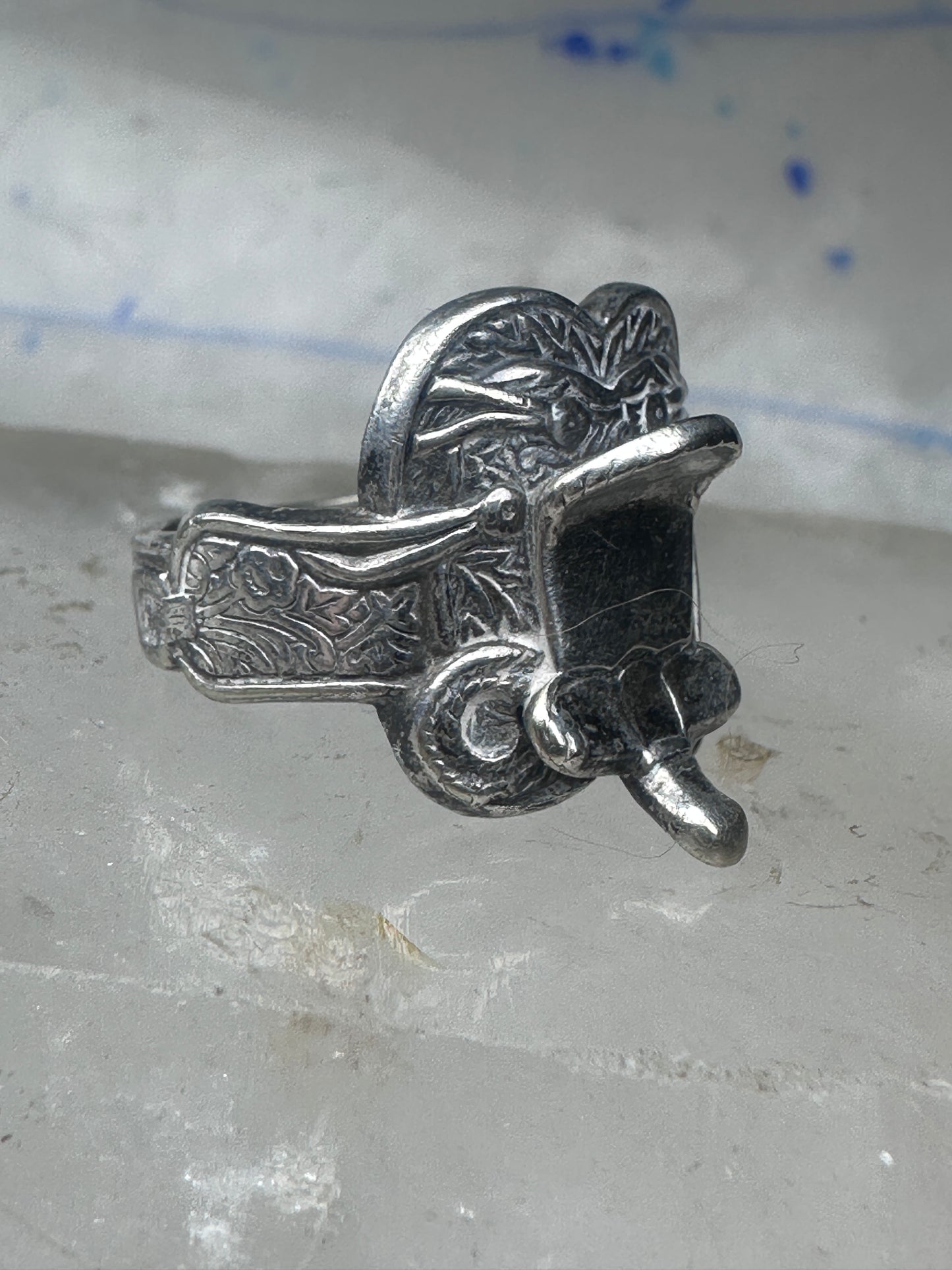 Saddle ring cowgirl band size 8.25 southwestern sterling silver