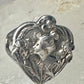 Lady face ring Floral Art Deco figurative size 7 sterling silver women