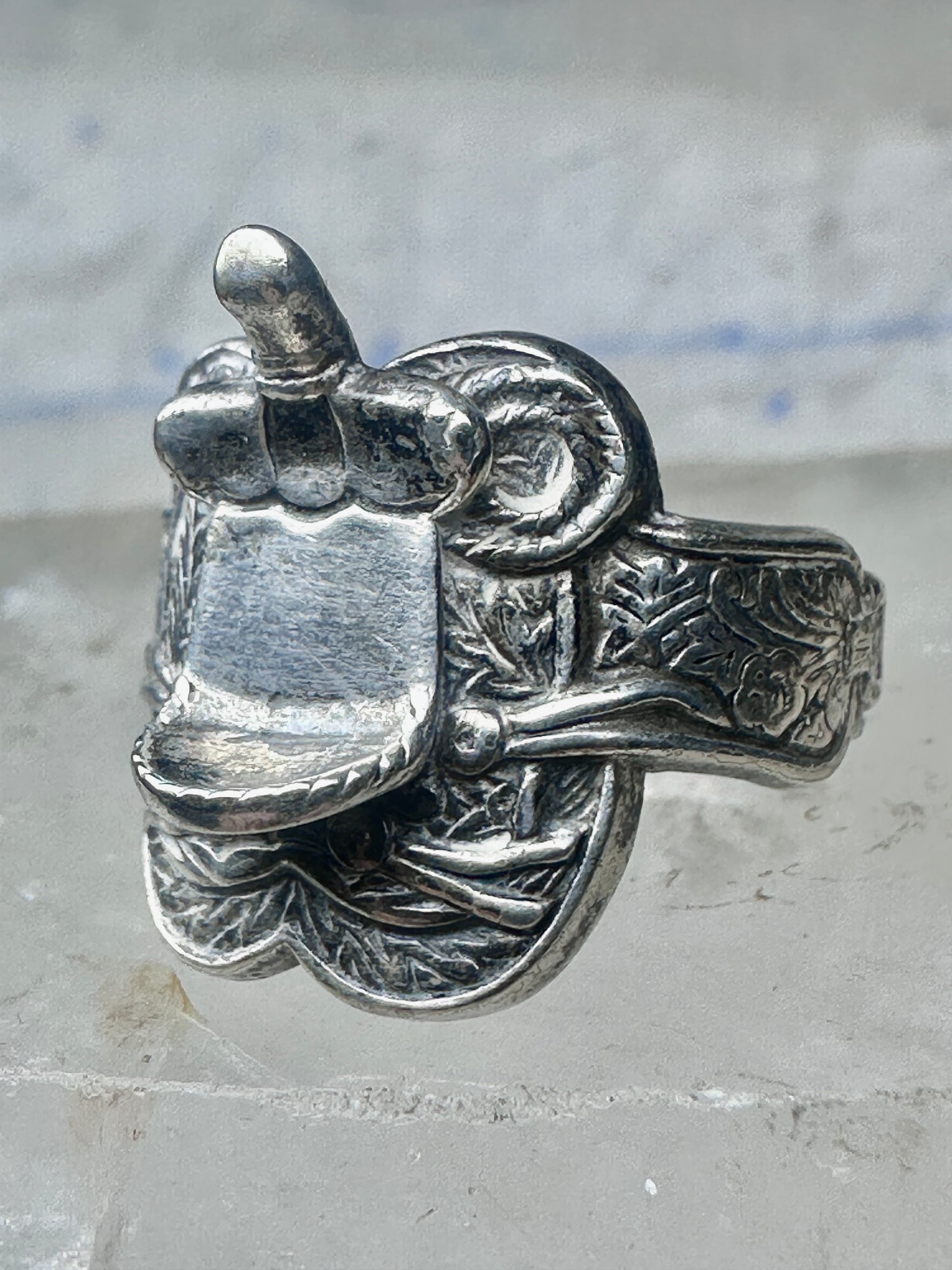 Saddle ring cowgirl band size 8.25 southwestern sterling silver