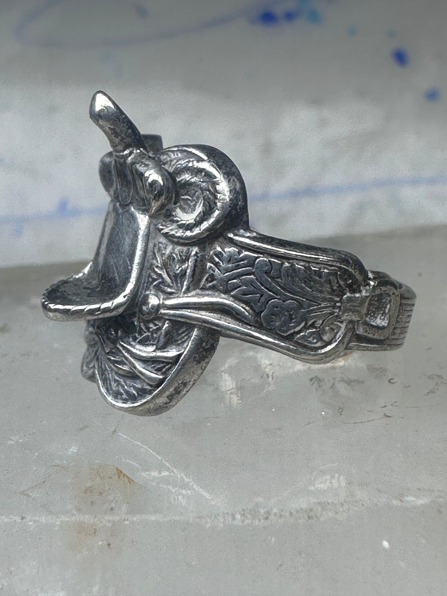 Saddle ring cowgirl band size 8.25 southwestern sterling silver