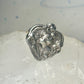 Lady face ring Floral Art Deco figurative size 7 sterling silver women