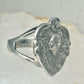 Lady face ring Floral Art Deco figurative size 7 sterling silver women
