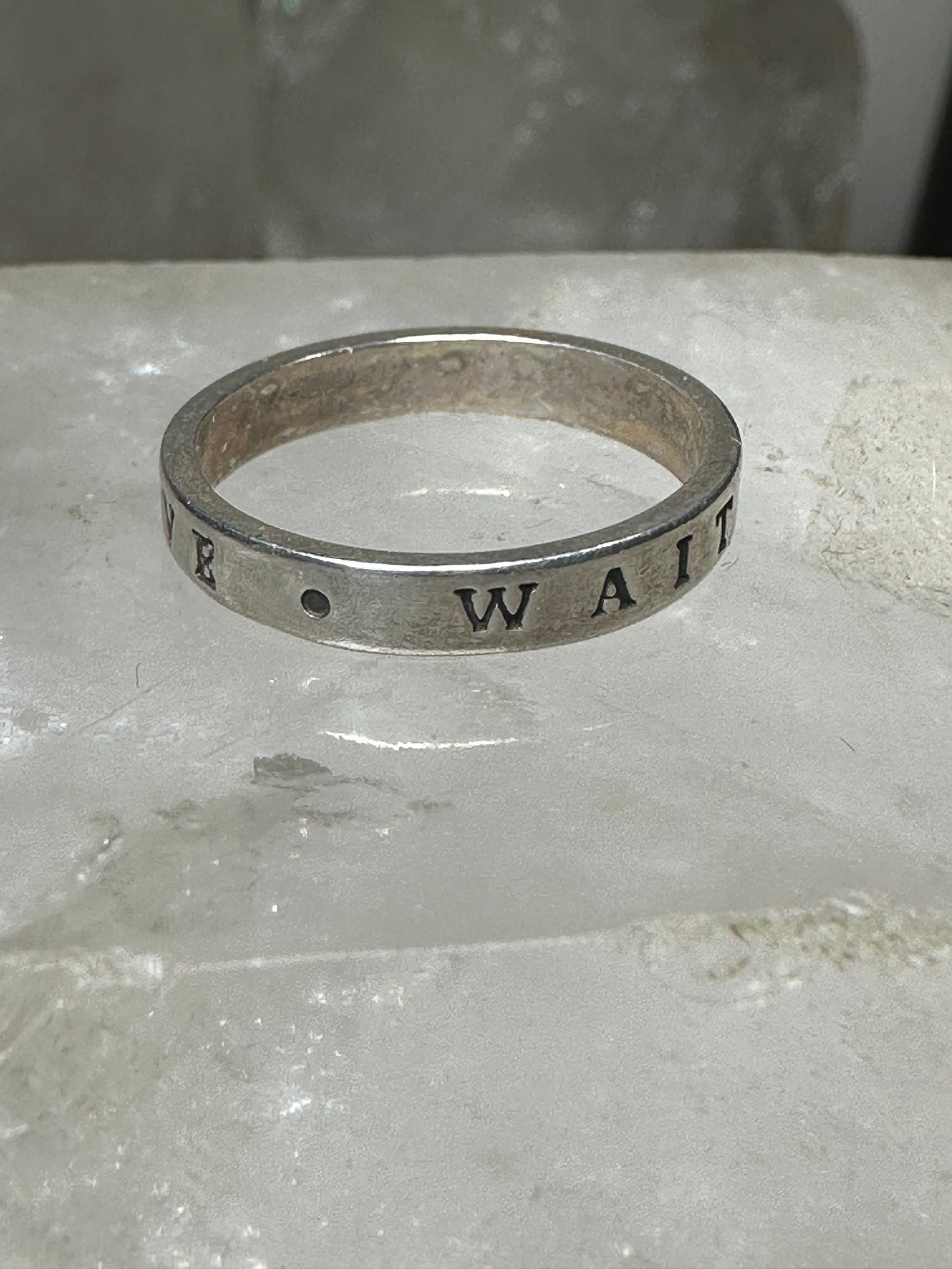 True Love Waits ring word band size 7 sterling silver women