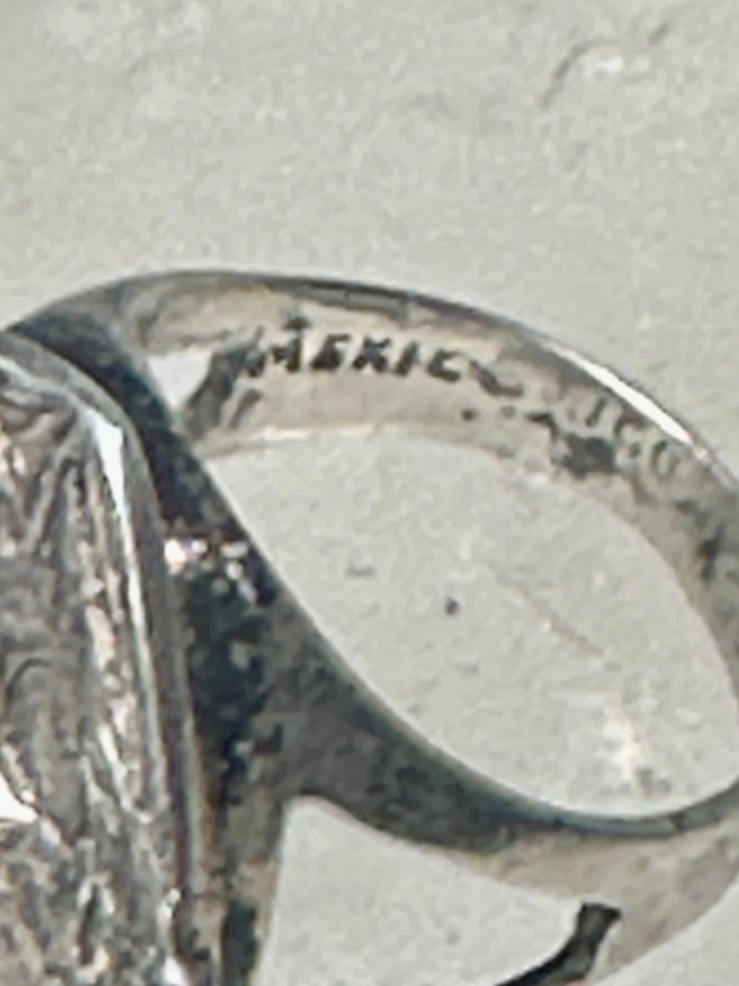 Lady face ring Floral Art Deco figurative size 7 sterling silver women