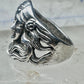 Lady Face Ring with Flower Art Deco Style Sterling Silver - Size 7