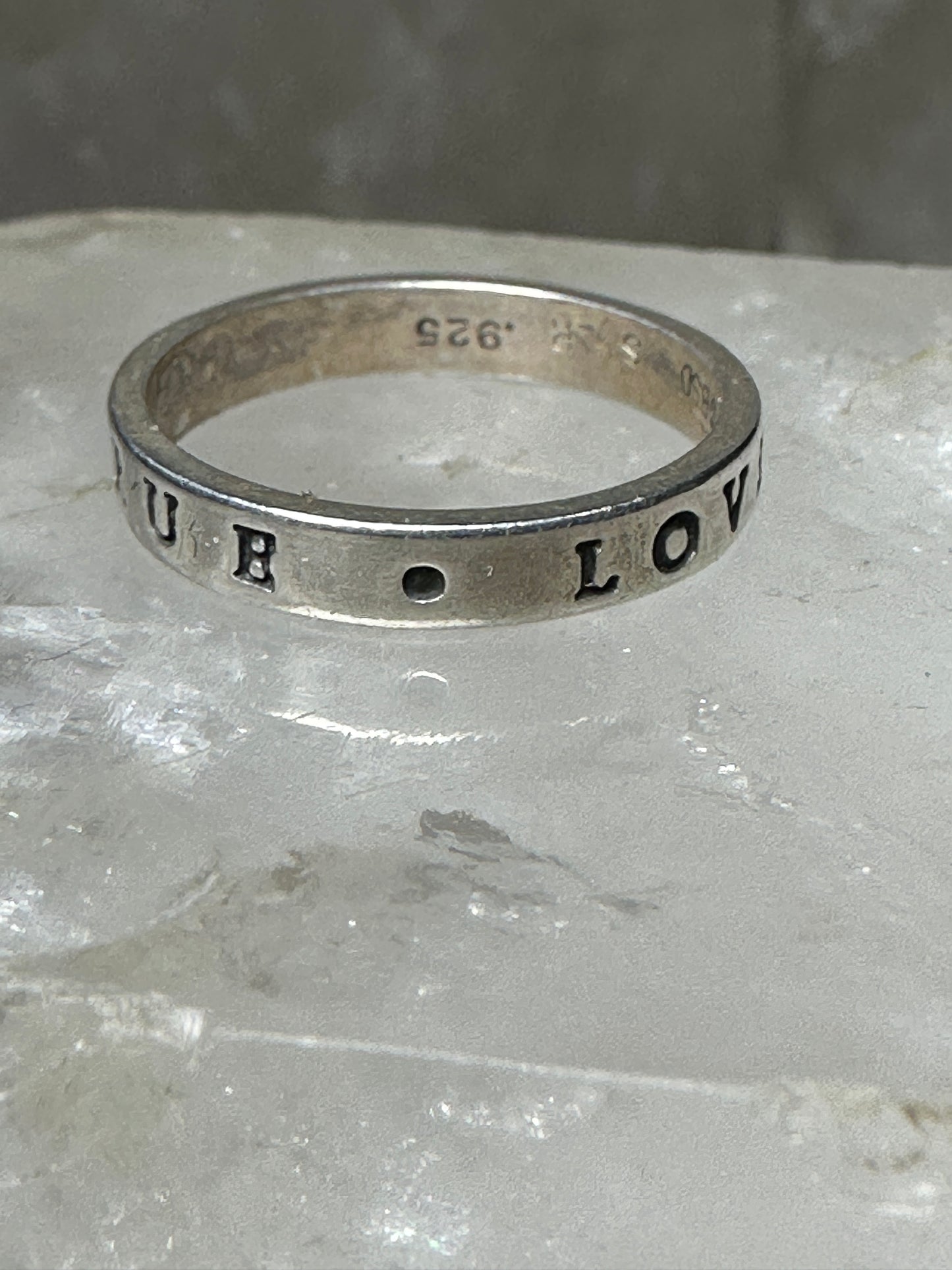 True Love Waits ring word band size 7 sterling silver women