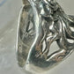 Lady Face Ring with Flower Art Deco Style Sterling Silver - Size 7