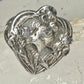Lady face ring Floral Art Deco figurative size 7 sterling silver women