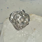 Lady face ring Floral Art Deco figurative size 7 sterling silver women