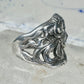 Lady Face Ring with Flower Art Deco Style Sterling Silver - Size 7