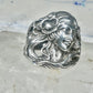 Lady Face Ring with Flower Art Deco Style Sterling Silver - Size 7
