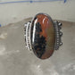 Agate ring southwest tribal sterling silver size 5 women