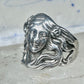 Lady Face Ring with Flower Art Deco Style Sterling Silver - Size 7