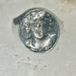 Classical face ring Art Deco figurative size 9 sterling silver women