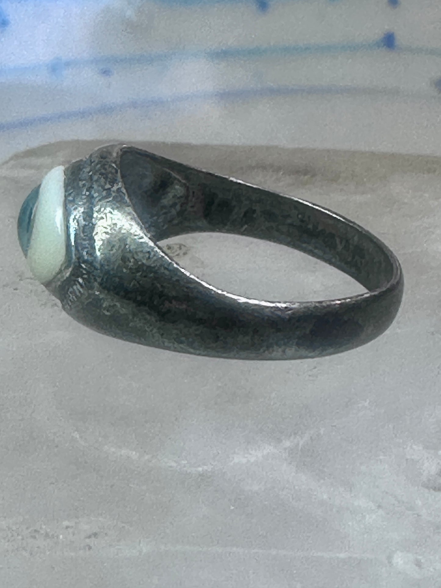 Eye ring blue eyeball band size 7 sterling silver women men