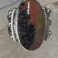 Agate ring southwest tribal sterling silver size 5 women