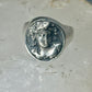 Classical face ring Art Deco figurative size 9 sterling silver women