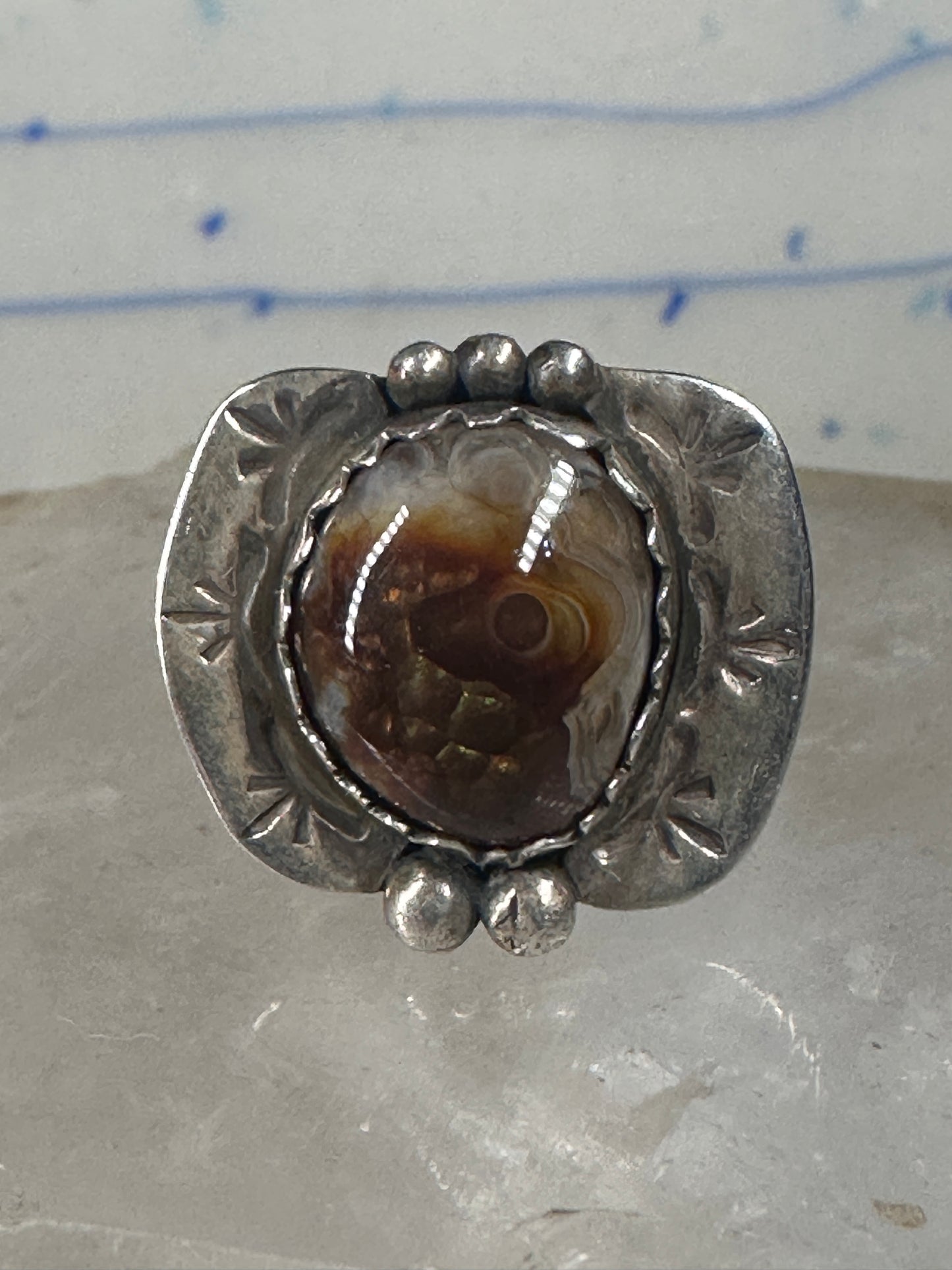 Fire Agate ring Navajo tribal sterling silver size 6.25 women