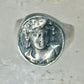 Classical face ring Art Deco figurative size 9 sterling silver women