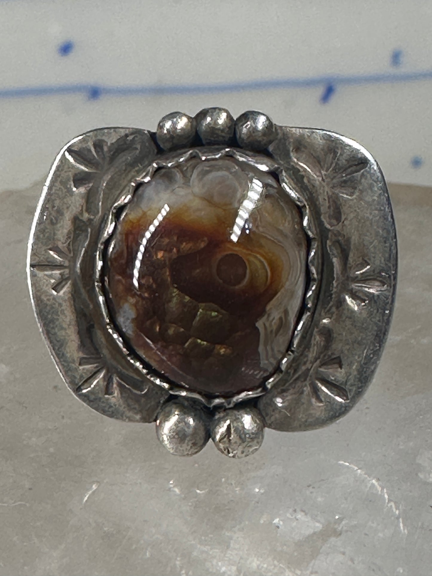 Fire Agate ring Navajo tribal sterling silver size 6.25 women